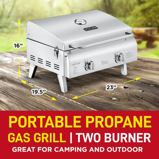 LifeMaster Tabletop Propane Grill - 2 Burners