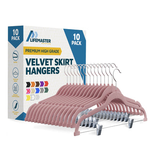 Velvet Pants Hangers – with Adjustable Clips, 360 Degree Swivel Hook, and Non-Slip Shoulder Notch, Holds Up to 5 lbs, for Organizing Skirt, Pants, Dress, and Clothes, Pink