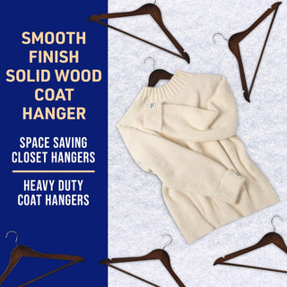 Lifemaster Wooden Hanger Set - Non-Slip Versatile Closet Space-Saving Hanger Set for Suit, Coat, Camisole, Jacket, Pants, and Dresses with 360° Swivel Hook - Vintage