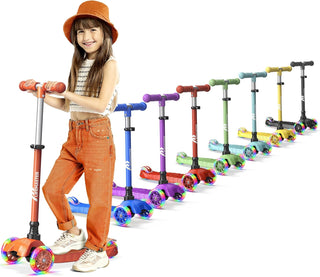 Kids Scooter – Children and Toddler 3 Wheel Kick Scooter – LED Wheel Lights Illuminate When Rolling– Adjustable Handlebar – Indoor and Outdoor