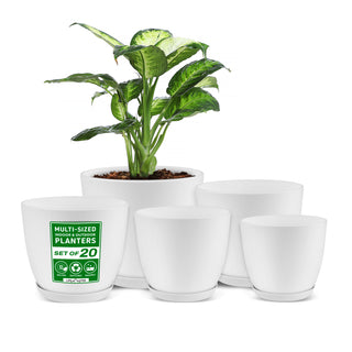 Planter Pots with Drainage Holes - Lightweight, Durable, and Space-Saving Pots for Indoor and Outdoor - Versatile Functionality, Simple Modern Design,