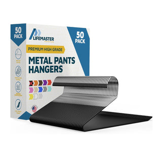 LifeMaster Steel Non-Slip Pants Hangers - Black