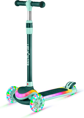 Lifemaster 3-Wheel Kids Scooter with Multi-Color Lights on Deck & Wheels – 5-Height Handlebar, Wide Anti-Slip Deck, Child Safety Certified, Boys & Girls Ages 3+ Supports Up to 150 lbs