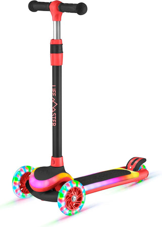 Lifemaster 3-Wheel Kids Scooter with Multi-Color Lights on Deck & Wheels – 5-Height Handlebar, Wide Anti-Slip Deck, Child Safety Certified, Boys & Girls Ages 3+ Supports Up to 150 lbs