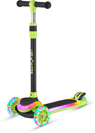Lifemaster 3-Wheel Kids Scooter with Multi-Color Lights on Deck & Wheels – 5-Height Handlebar, Wide Anti-Slip Deck, Child Safety Certified, Boys & Girls Ages 3+ Supports Up to 150 lbs