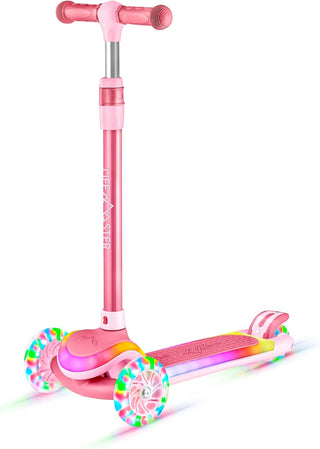 Lifemaster 3-Wheel Kids Scooter with Multi-Color Lights on Deck & Wheels – 5-Height Handlebar, Wide Anti-Slip Deck, Child Safety Certified, Boys & Girls Ages 3+ Supports Up to 150 lbs