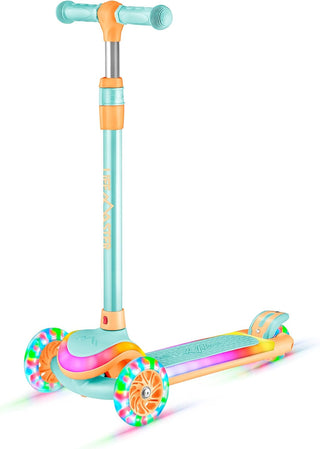Lifemaster 3-Wheel Kids Scooter with Multi-Color Lights on Deck & Wheels – 5-Height Handlebar, Wide Anti-Slip Deck, Child Safety Certified, Boys & Girls Ages 3+ Supports Up to 150 lbs