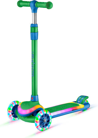 Lifemaster 3-Wheel Kids Scooter with Multi-Color Lights on Deck & Wheels – 5-Height Handlebar, Wide Anti-Slip Deck, Child Safety Certified, Boys & Girls Ages 3+ Supports Up to 150 lbs