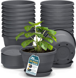 10-Inch Whiskey Barrel Planters Outdoor - Durable Plastic Plant Pots for Indoor & Outdoor Use with Drainage & Saucer, Lightweight Rustic Barrel Planters for Flowers, Herbs & Small Plants