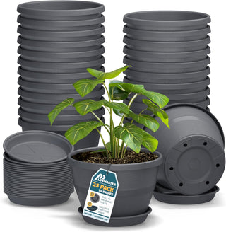 10-Inch Whiskey Barrel Planters Outdoor - Durable Plastic Plant Pots for Indoor & Outdoor Use with Drainage & Saucer, Lightweight Rustic Barrel Planters for Flowers, Herbs & Small Plants