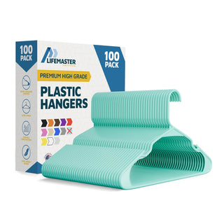 Plastic Clothes Hangers – Heavy Duty Hanger Set, for Organizing Clothes, Dresses, and Coat, Holds Up to 5 lbs, Space-Saving Hangers with Non-Slip Shoulder Grooves