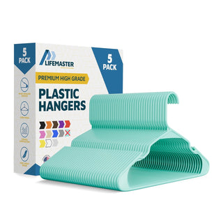 Plastic Clothes Hangers – Heavy Duty Hanger Set, for Organizing Clothes, Dresses, and Coat, Holds Up to 5 lbs, Space-Saving Hangers with Non-Slip Shoulder Grooves