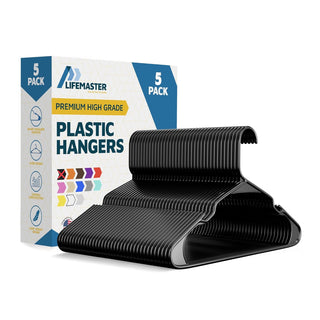 Plastic Clothes Hangers – Heavy Duty Hanger Set, for Organizing Clothes, Dresses, and Coat, Holds Up to 5 lbs, Space-Saving Hangers with Non-Slip Shoulder Grooves