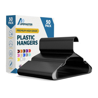 Plastic Clothes Hangers – Heavy Duty Hanger Set, for Organizing Clothes, Dresses, and Coat, Holds Up to 5 lbs, Space-Saving Hangers with Non-Slip Shoulder Grooves