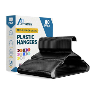 Plastic Clothes Hangers – Heavy Duty Hanger Set, for Organizing Clothes, Dresses, and Coat, Holds Up to 5 lbs, Space-Saving Hangers with Non-Slip Shoulder Grooves