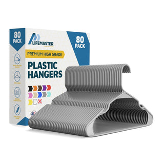 Plastic Clothes Hangers – Heavy Duty Hanger Set, for Organizing Clothes, Dresses, and Coat, Holds Up to 5 lbs, Space-Saving Hangers with Non-Slip Shoulder Grooves