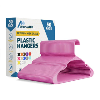 Plastic Clothes Hangers – Heavy Duty Hanger Set, for Organizing Clothes, Dresses, and Coat, Holds Up to 5 lbs, Space-Saving Hangers with Non-Slip Shoulder Grooves