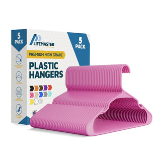 Plastic Clothes Hangers – Heavy Duty Hanger Set, for Organizing Clothes, Dresses, and Coat, Holds Up to 5 lbs, Space-Saving Hangers with Non-Slip Shoulder Grooves