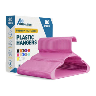 Plastic Clothes Hangers – Heavy Duty Hanger Set, for Organizing Clothes, Dresses, and Coat, Holds Up to 5 lbs, Space-Saving Hangers with Non-Slip Shoulder Grooves