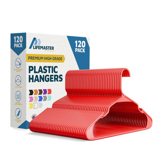 Plastic Clothes Hangers – Heavy Duty Hanger Set, for Organizing Clothes, Dresses, and Coat, Holds Up to 5 lbs, Space-Saving Hangers with Non-Slip Shoulder Grooves
