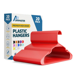 Plastic Clothes Hangers – Heavy Duty Hanger Set, for Organizing Clothes, Dresses, and Coat, Holds Up to 5 lbs, Space-Saving Hangers with Non-Slip Shoulder Grooves