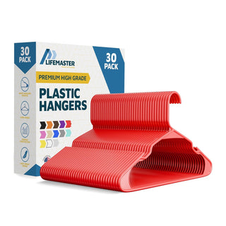 Plastic Clothes Hangers – Heavy Duty Hanger Set, for Organizing Clothes, Dresses, and Coat, Holds Up to 5 lbs, Space-Saving Hangers with Non-Slip Shoulder Grooves