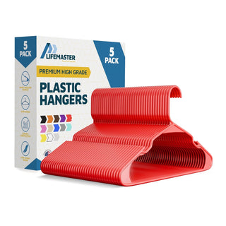 Plastic Clothes Hangers – Heavy Duty Hanger Set, for Organizing Clothes, Dresses, and Coat, Holds Up to 5 lbs, Space-Saving Hangers with Non-Slip Shoulder Grooves