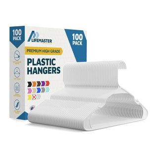Plastic Clothes Hangers – Heavy Duty Hanger Set, for Organizing Clothes, Dresses, and Coat, Holds Up to 5 lbs, Space-Saving Hangers with Non-Slip Shoulder Grooves