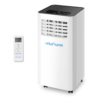 Lifemaster 3-in-1 Portable Air Conditioner, 10,000 BTU Rolling AC Unit with Cooling, Fan and Dehumidifier for Rooms up to 450 Sq. Ft., Remote Control, Digital Touch Panel, Window Kit Included, White