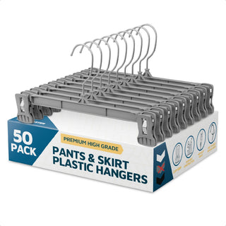 Lifemaster 50 Pack Pants Hangers with Clips, Heavy-Duty Clothes Hangers