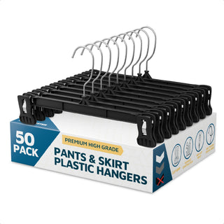 Lifemaster 50 Pack Pants Hangers with Clips, Heavy-Duty Clothes Hangers