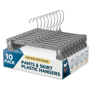 Lifemaster 10 Pack Pants Hangers with Clips, Heavy-Duty Clothes Hangers