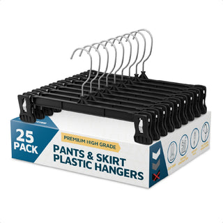 Lifemaster 25 Pack Pants Hangers with Clips, Heavy-Duty Clothes Hangers