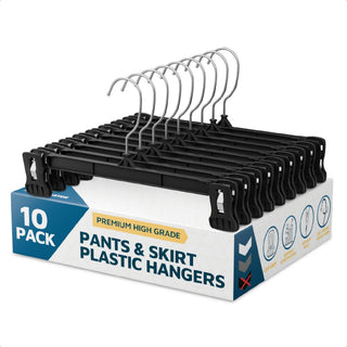 Lifemaster 10 Pack Pants Hangers with Clips, Heavy-Duty Clothes Hangers