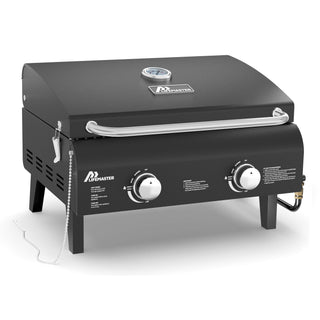 Portable Stainless Steel Propane Gas Grill – 2-burner Tabletop BBQ with Foldable Legs, Easy-Clean Design & Wind-Resistant Lid – Ideal for Camping & Outdoor Cooking – Black