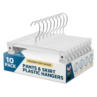 Lifemaster 10 Pack Pants Hangers with Clips, Heavy-Duty Clothes Hangers