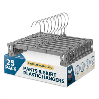 Lifemaster 25 Pack Pants Hangers with Clips, Heavy-Duty Clothes Hangers