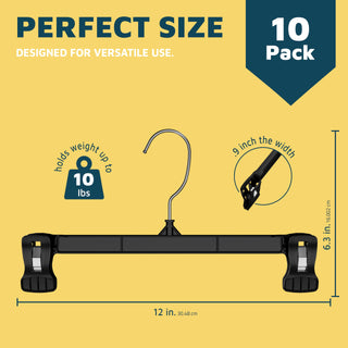 Lifemaster 10 Pack Pants Hangers with Clips, Heavy-Duty Clothes Hangers