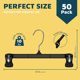 Lifemaster 50 Pack Pants Hangers with Clips, Heavy-Duty Clothes Hangers