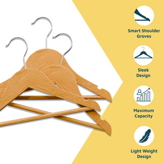 30 Pack Natural Wooden Kids Hangers, Solid Maple Baby & Toddler Clothes Hangers