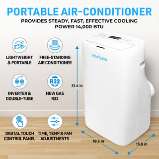 LifeMaster 14,000 BTU 550 Sq.Ft, Room Air Conditioner with Digital Remote,3-in-1 Portable AC Unit with with Installation Kit for Home/Office/Dorms, White
