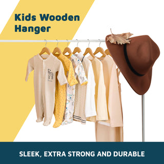 10 Pack Natural Wooden Kids Hangers, Solid Maple Baby & Toddler Clothes Hangers