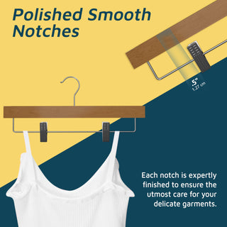 50 Pack Natural Wooden Pants Hangers, Lotus Wood Clip Hangers for Clothes