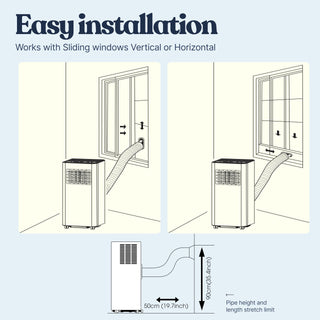 Lifemaster 3-in-1 Portable Air Conditioner, 8,000 BTU Rolling AC Unit with Cooling, Fan and Dehumidifier for Rooms up to 250 Sq. Ft., Remote Control, Digital Touch Panel, Window Kit Included, White